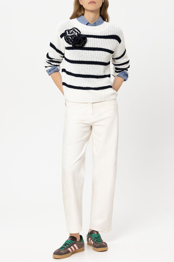 Luisa Cerano 638857 3797 Cream Denim Trousers 0105