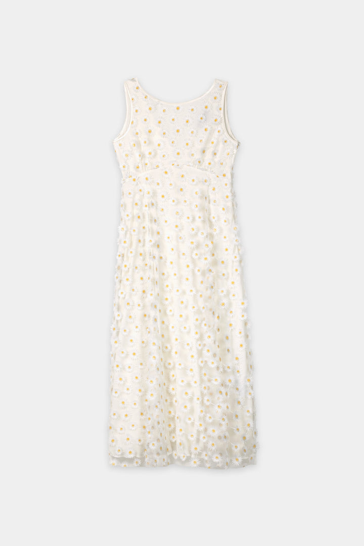 Luisa Cerano 738652 3826 White Yellow Floral Embroidered Maxi Dress