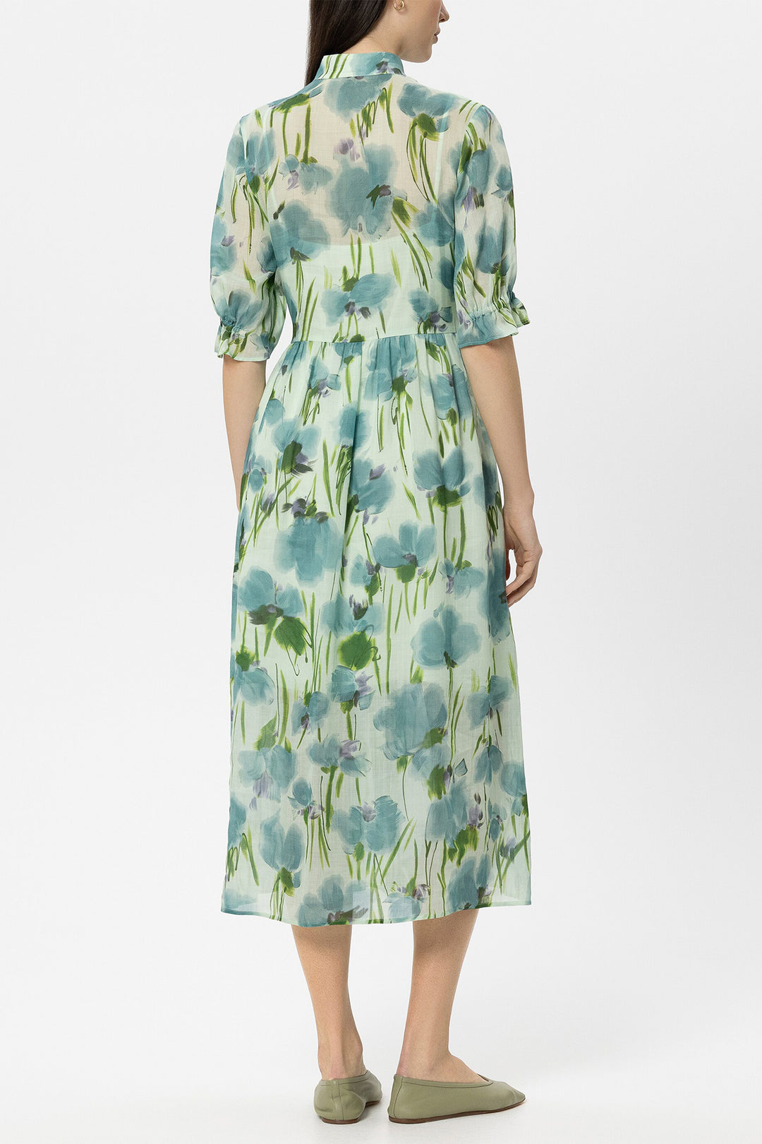 Luisa Cerano 738661 3833 Green Floral Print Ramie Dress 3243
