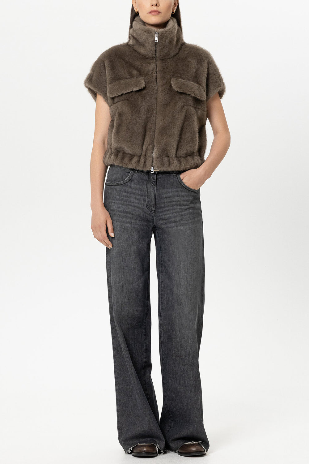 Luisa Cerano Black Bootcut Jeans 648947/4500 0001, styled full length