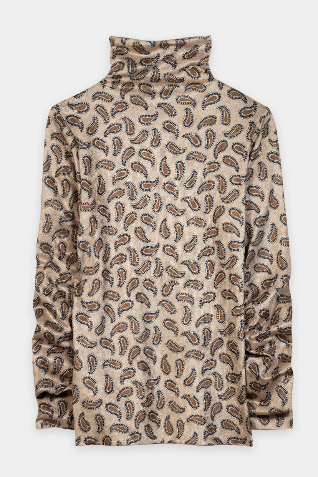 Luisa Cerano Caramel Brown Paisley Roll Neck Top 348438-7977 7179, back packshot