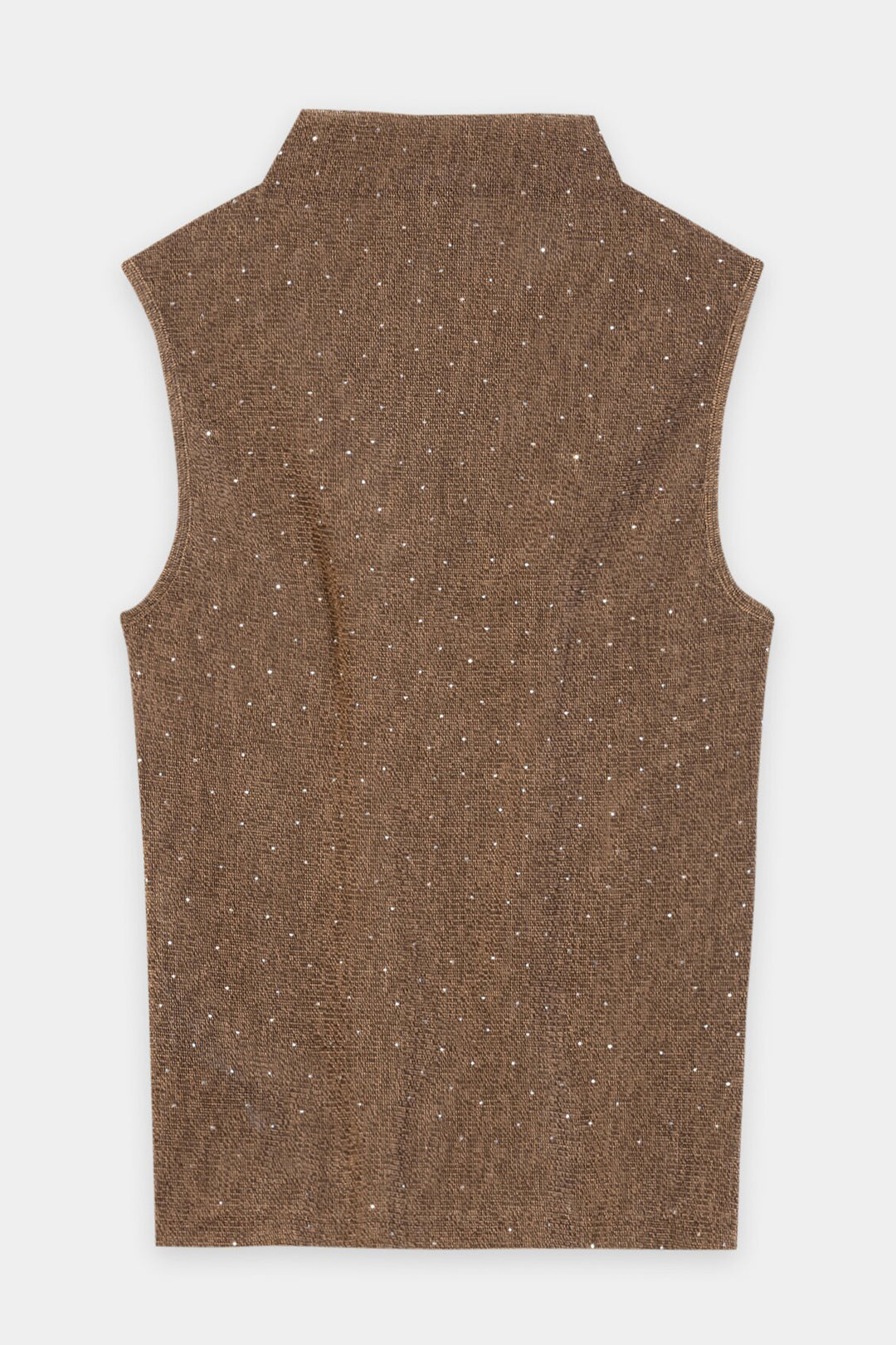 Luisa Cerano Caramel Brown Sleeveless Roll Neck Top 348433-7978 7609, back packshot