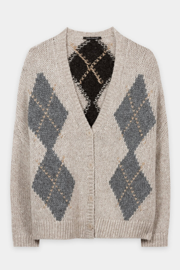 Luisa Cerano Multi Alpaca Cardigan 448379/5348 1231, front packshot