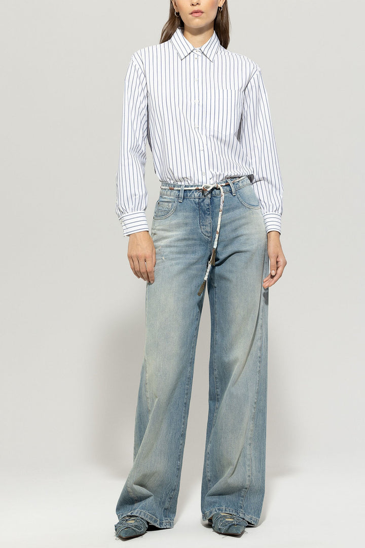 Luisa Cerano Shirt Blouse Blue Stripe 218555 3723 - Lonah Boutique