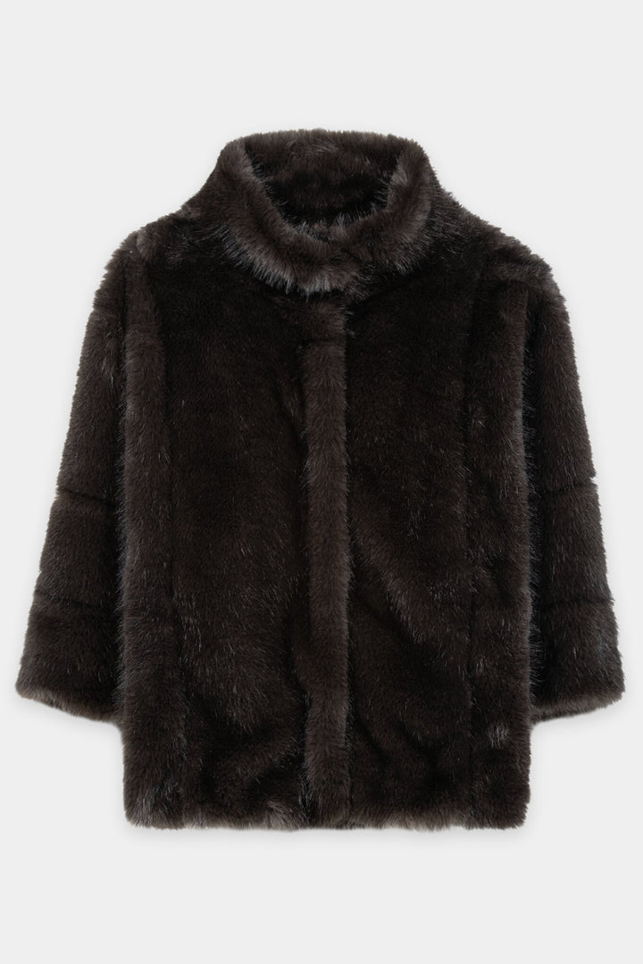 Luisa Cerano Truffle Brown Faux Fur Jacket 448553/4218 0795, front packshot