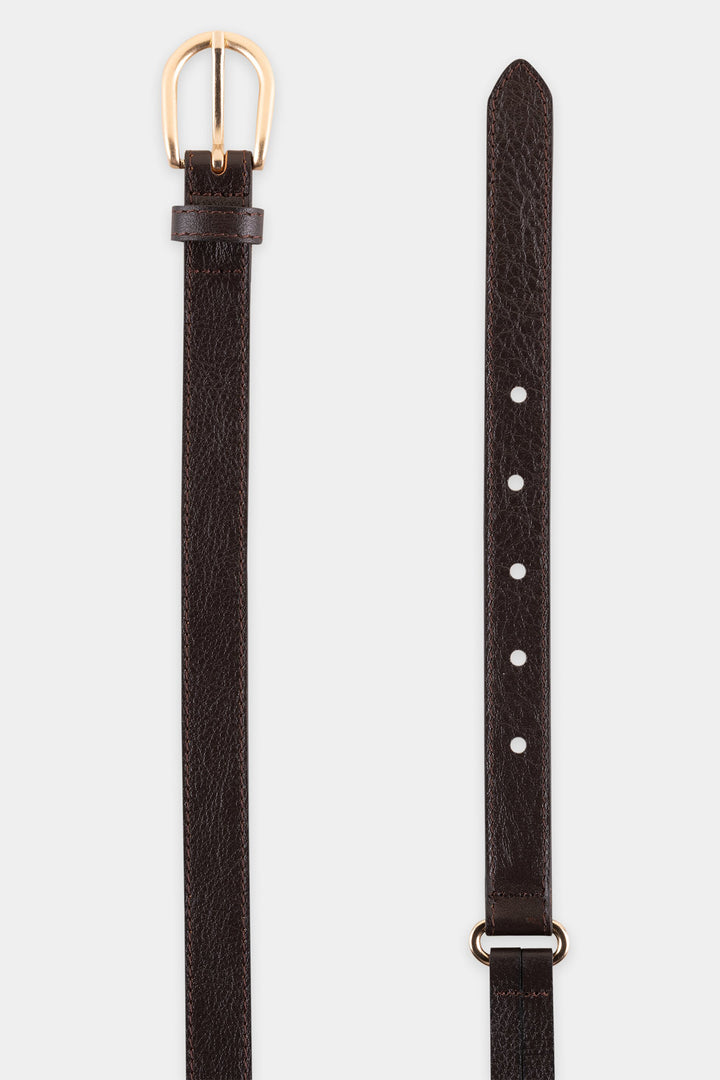 Luisa Cerano Truffle Brown Studded Leather Belt 848574/9465 0795, buckle and strap detail