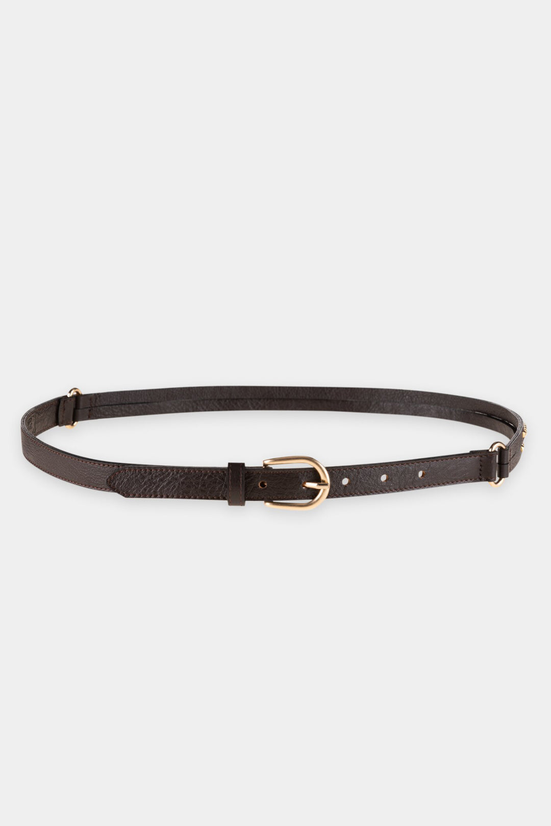 Luisa Cerano Truffle Brown Studded Leather Belt 848574/9465 0795, full length packshot