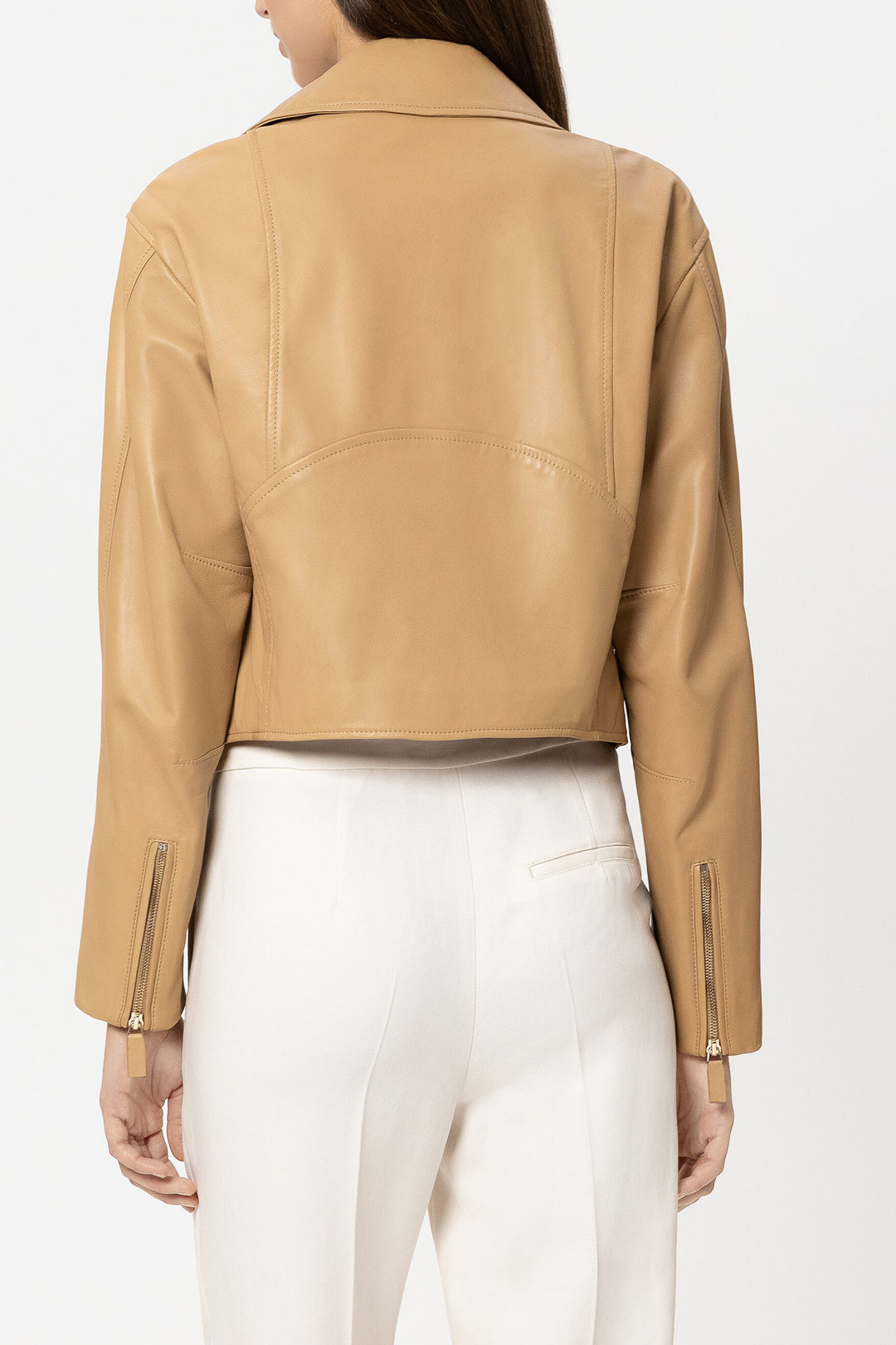 Lusia Cerano 438055 9812 Golden Camel Nappa Lambskin Leather Jacket