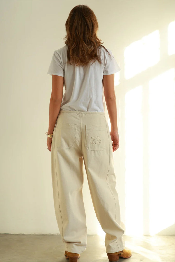 Me365 Yara Natural Cream Denim Barrel Jeans 225J15057, back view