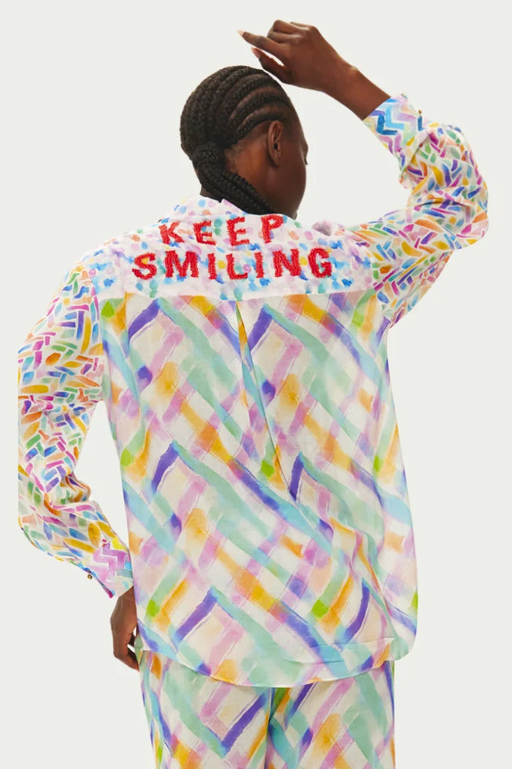 ME369 Alyssa Multicolour Fairy Dust Print Ruffled Shirt 126L31458