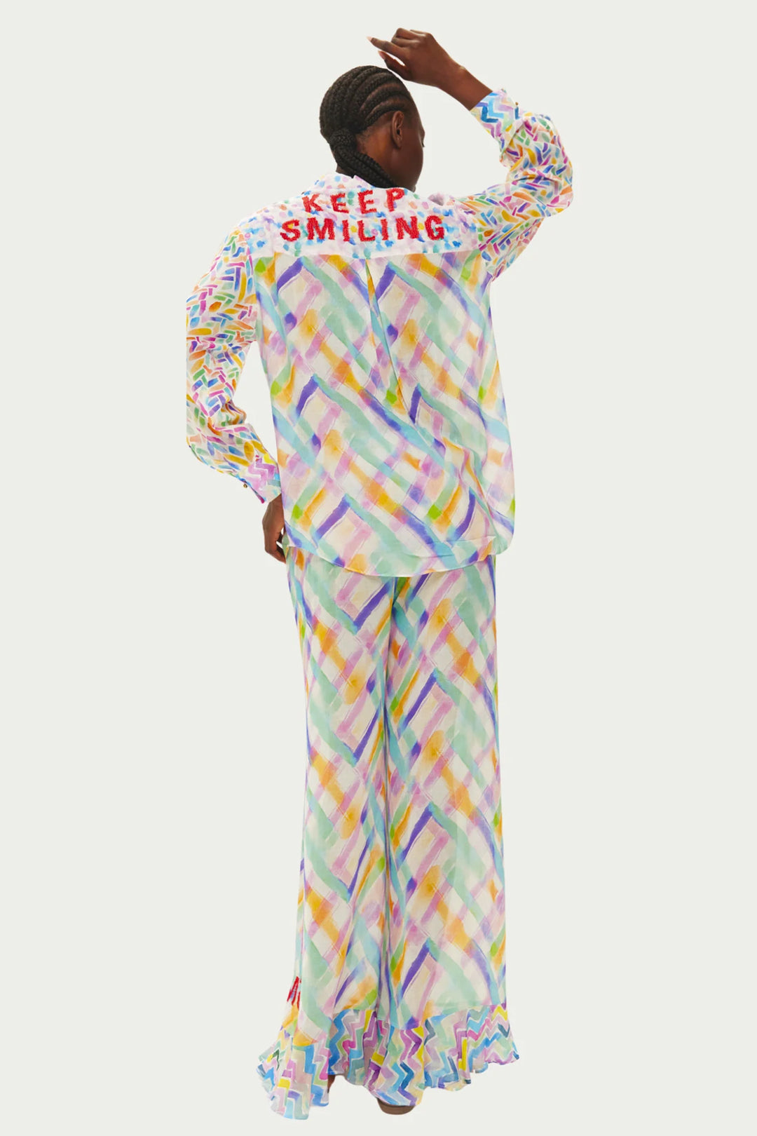 ME369 Alyssa Multicolour Fairy Dust Print Ruffled Shirt 126L31458