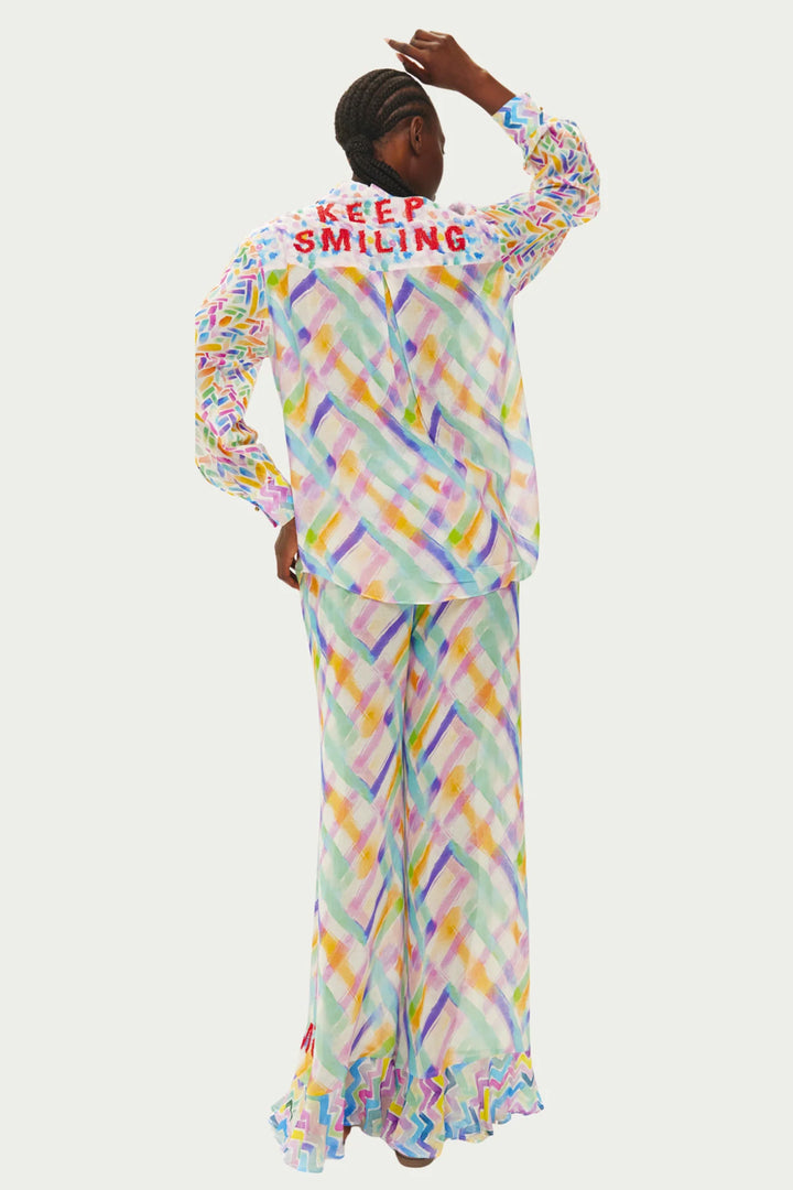 ME369 Alyssa Multicolour Fairy Dust Print Ruffled Shirt 126L31458