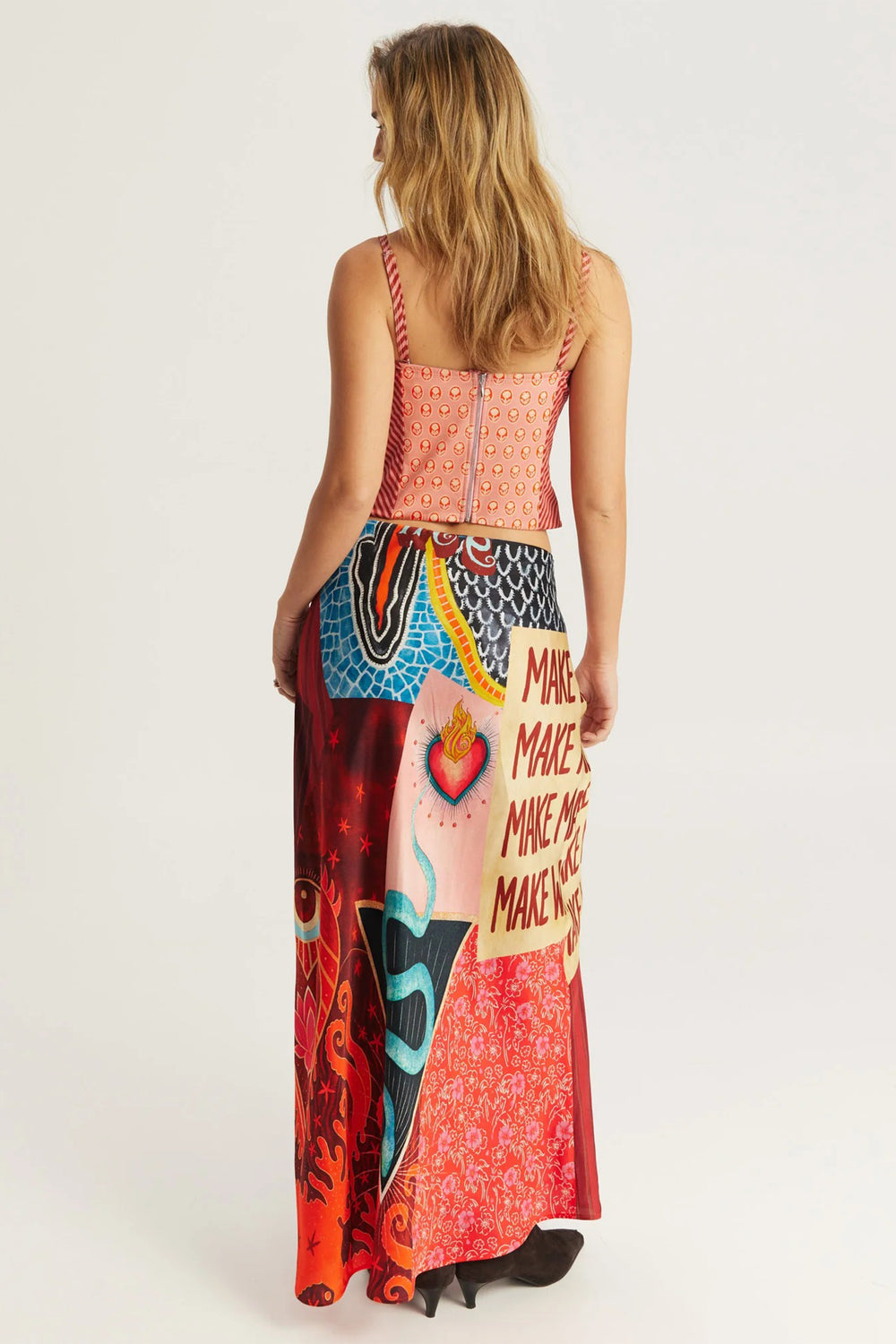 Me369 Blakely Red Aura Slip Skirt 226L60380546, back view