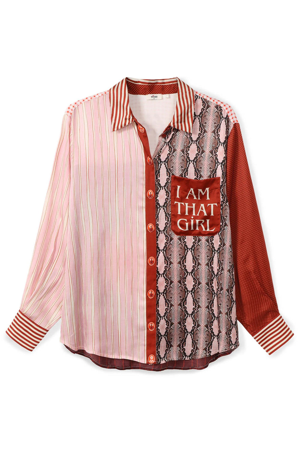 Me369 Isabel Red Aura Printed Shirt 226L31200546, front packshot