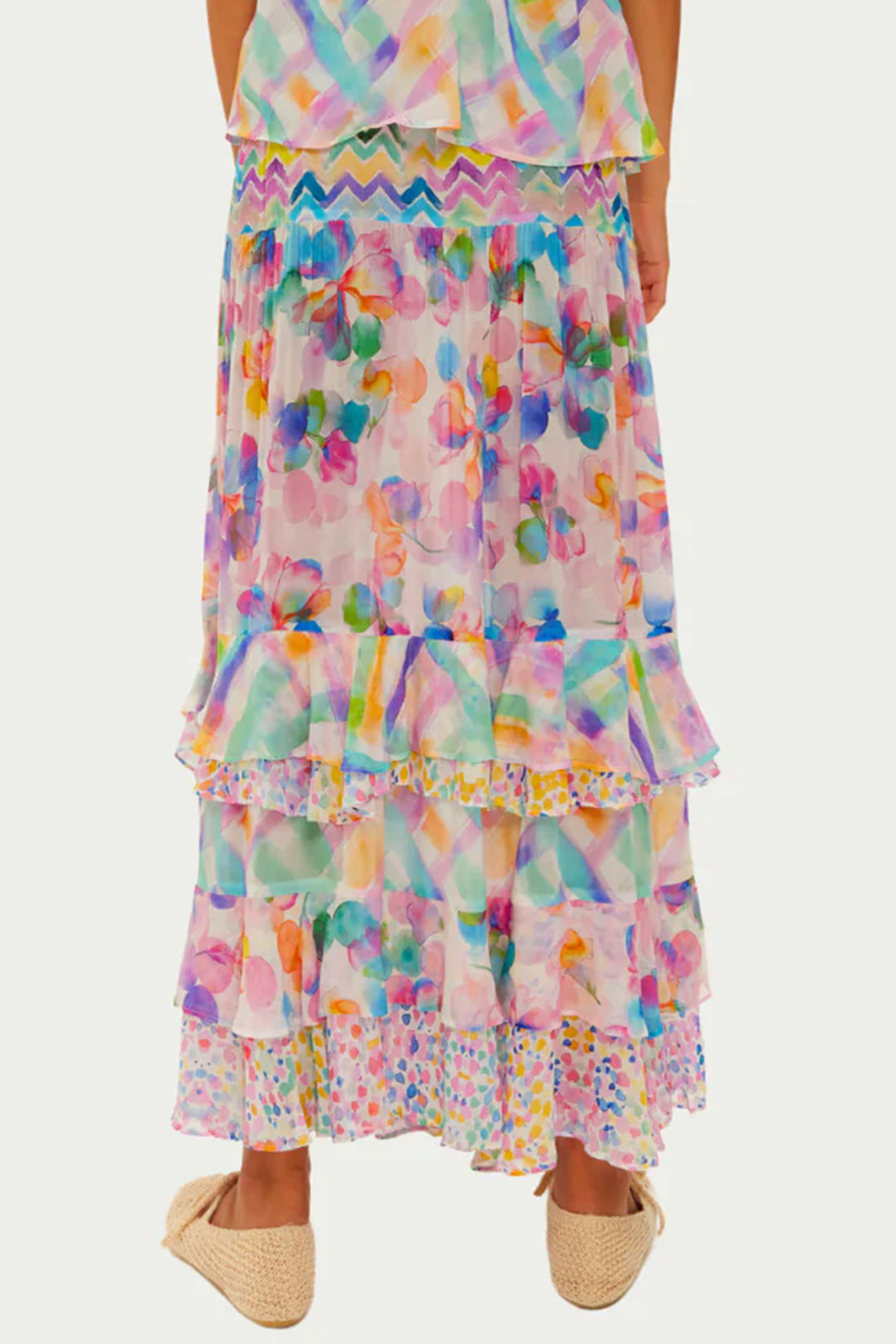 ME369 Jasmine Multicolour Fairy Dust Print Tiered Ruffled Skirt 126L60389
