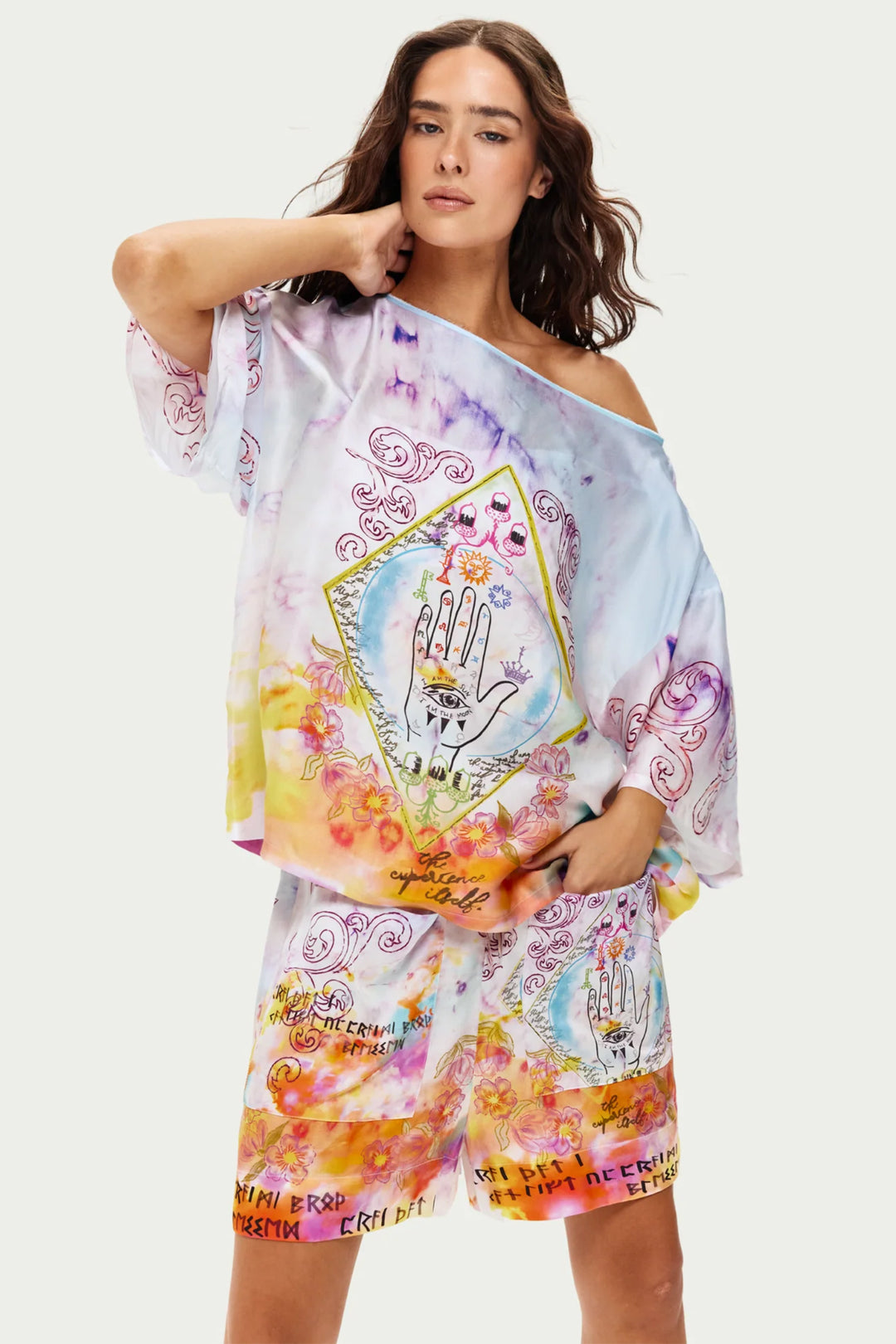 Me369 Kori Multicolour Runic Whisper Print Shorts 126L5962
