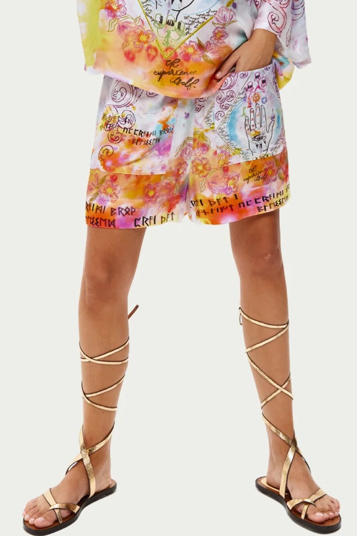 Me369 Kori Multicolour Runic Whisper Print Shorts 126L5962