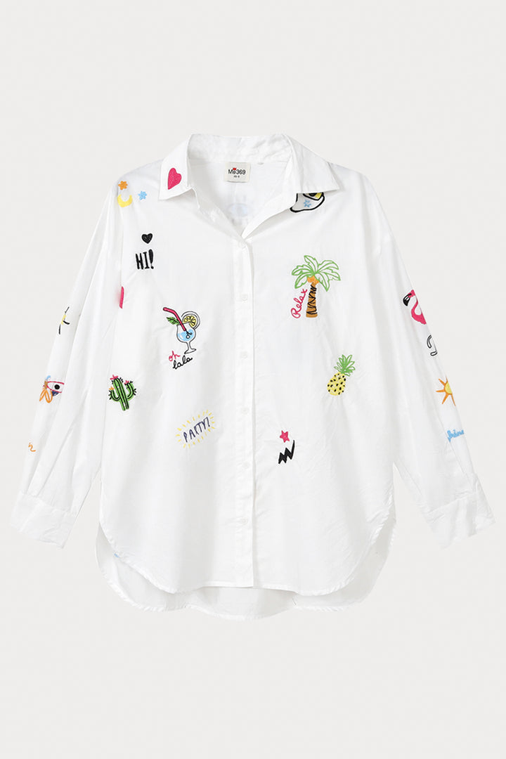 Me369 Madison Oversized Shirt White 12L31393 - Lonah Boutique Westbourne