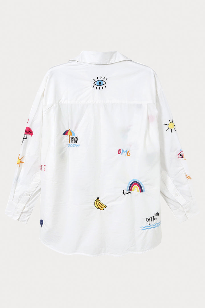 Me369 Madison Oversized Shirt White 12L31393 - Lonah Boutique Westbourne
