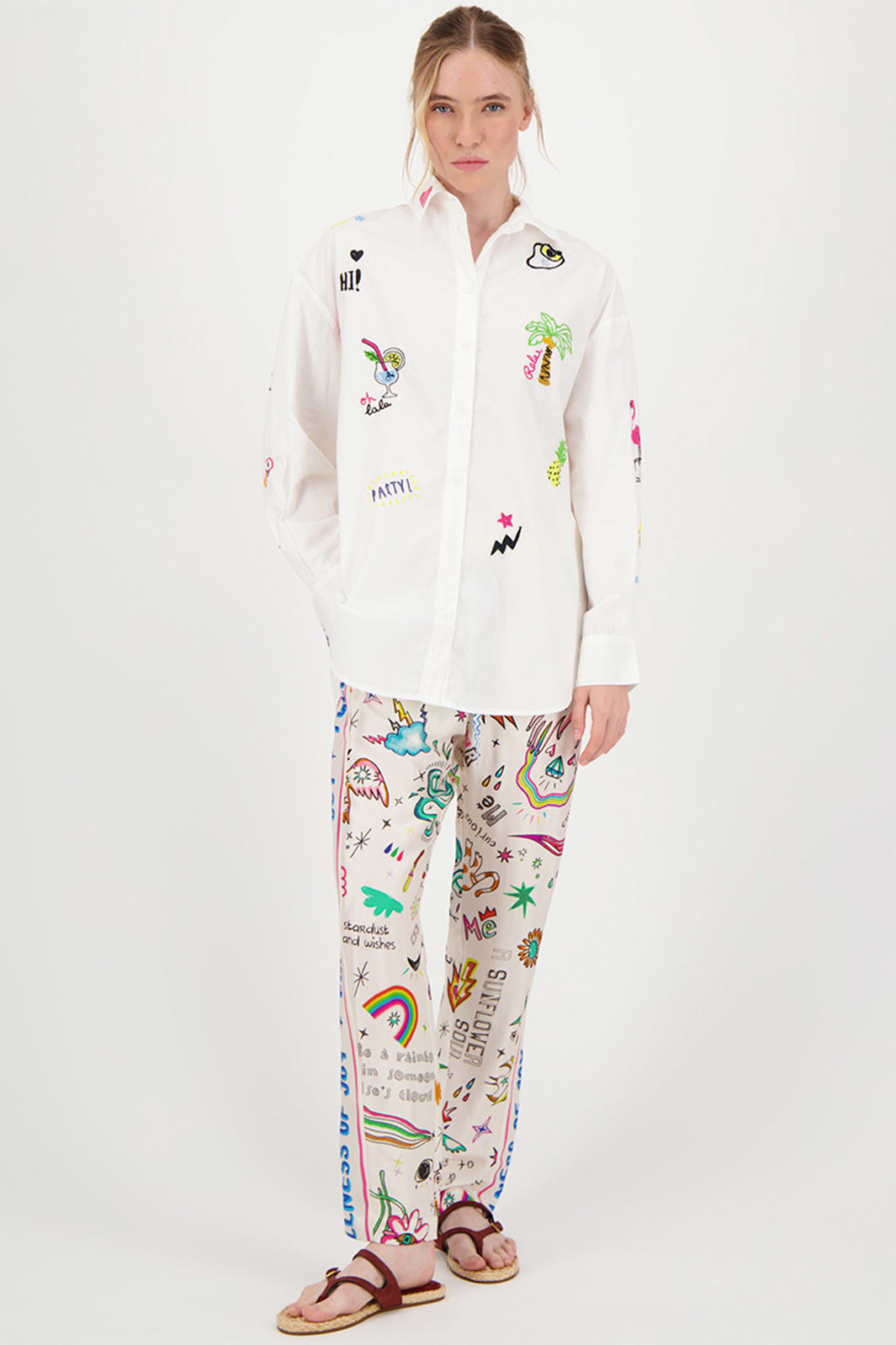 Me369 Madison Oversized Shirt White 12L31393 - Lonah Boutique Westbourne