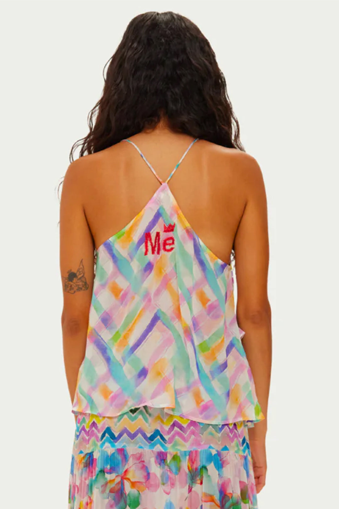 ME369 Poppy Multicolour Fairy Dust Print Ruffled Camisole 126L44021