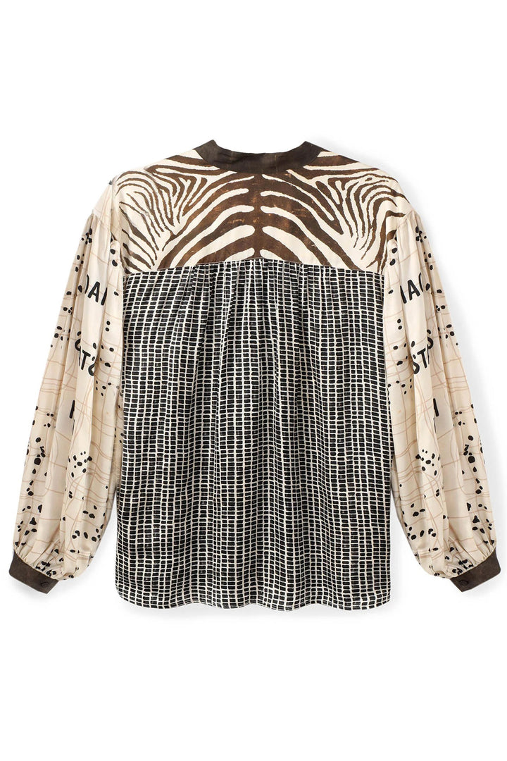 Me369 Rona Noir Muse Brown Painters Shirt 226L31508717, back packshot