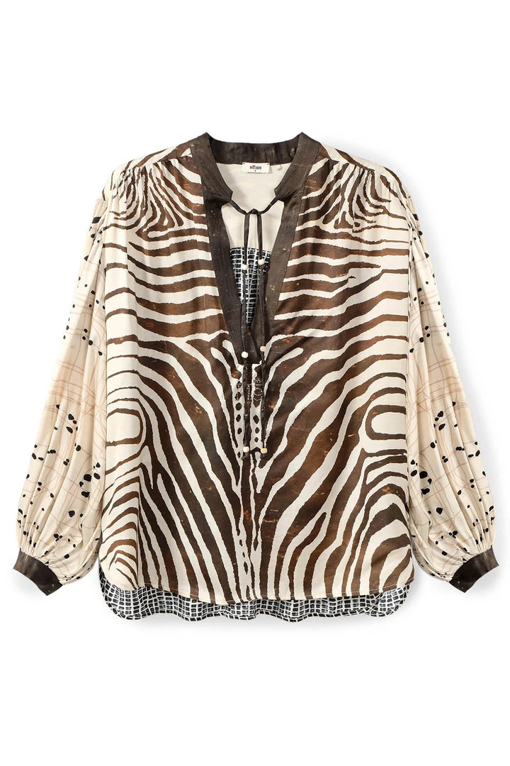 Me369 Rona Noir Muse Brown Painters Shirt 226L31508717, front packshot