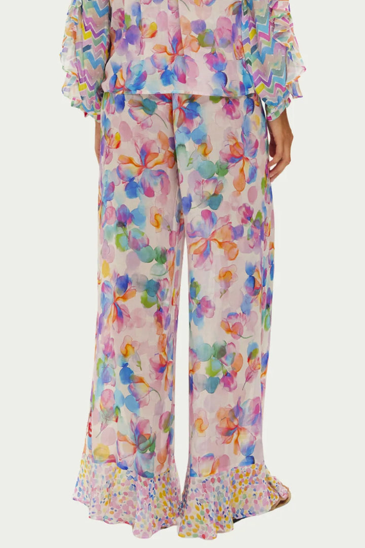 Me369 Rosie Multicolour Fairy Dust Print Ruffled Wide Leg Trousers