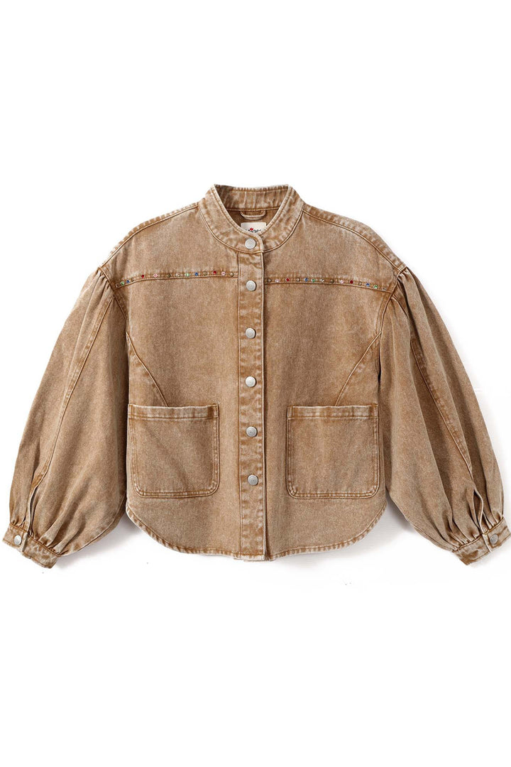 Me369 Roux Mustard Brown Drill Rivet Jacket 226L50416577, front packshot