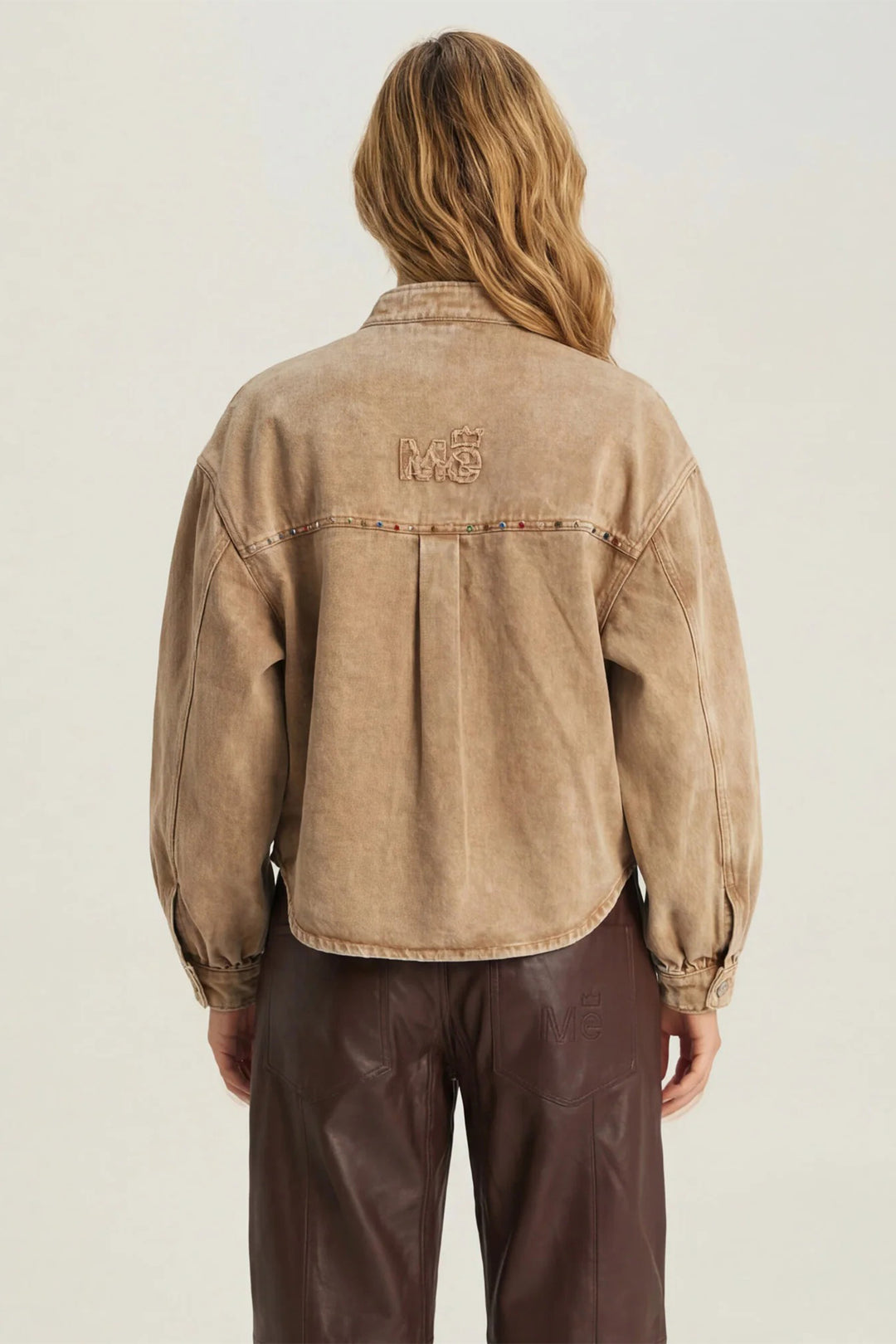 Me369 Roux Mustard Brown Drill Rivet Jacket 226L50416577, back view