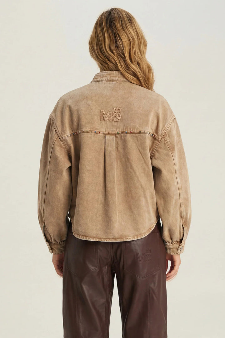Me369 Roux Mustard Brown Drill Rivet Jacket 226L50416577, back view