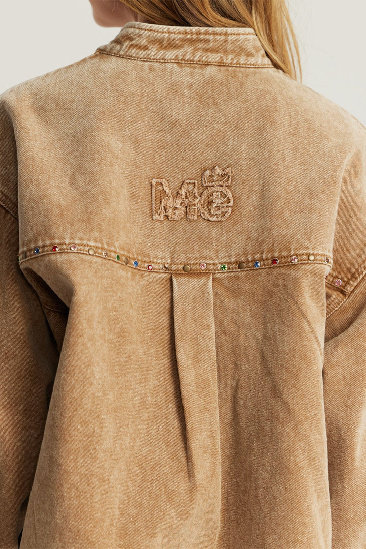Me369 Roux Mustard Brown Drill Rivet Jacket 226L50416577, back yoke detail