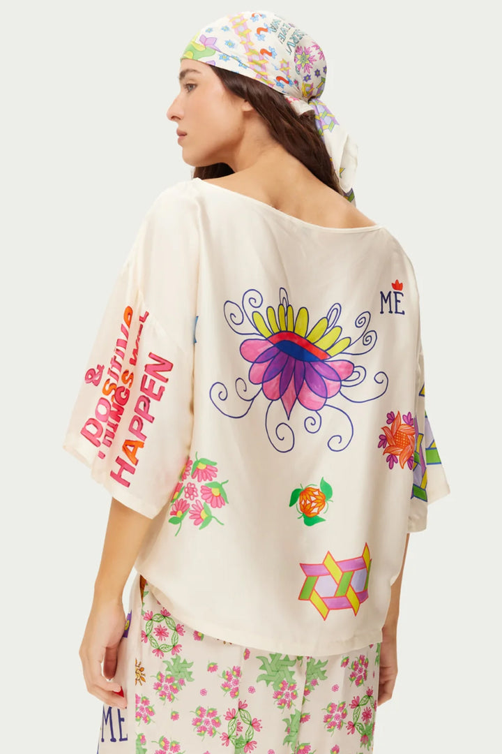 Me369 Ruby Multicolour Markers Print Cropped T-Shirt 126L31461