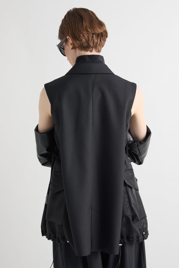 MeiMeij Black Gilet M6IAHB, back view