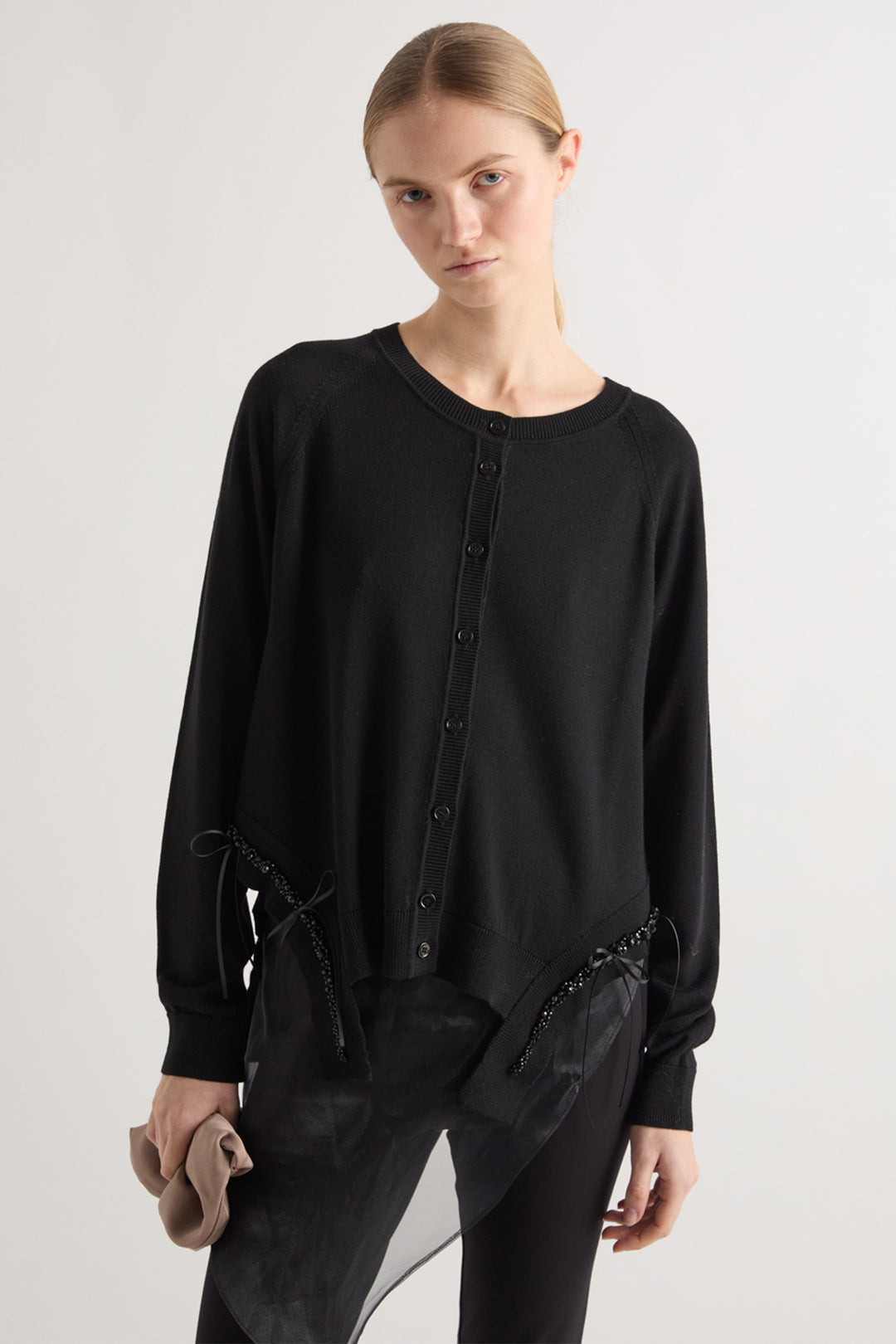MeiMeij Black Wool Jacket M6IZ92, front view