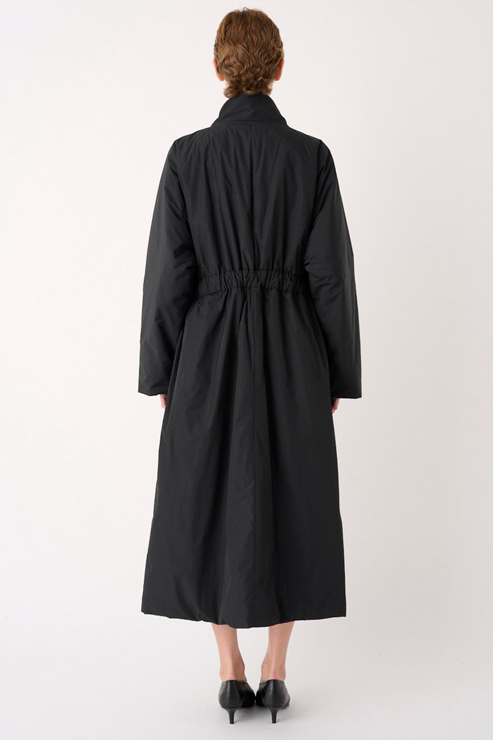 MeiMeij I6P M6FK03 Long Zip Black Coat Sparkle, back view