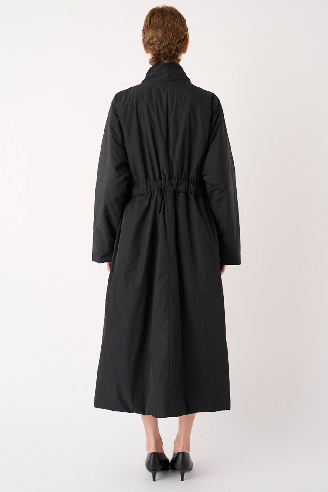 MeiMeij I6P M6FK03 Long Zip Black Coat Sparkle, back view