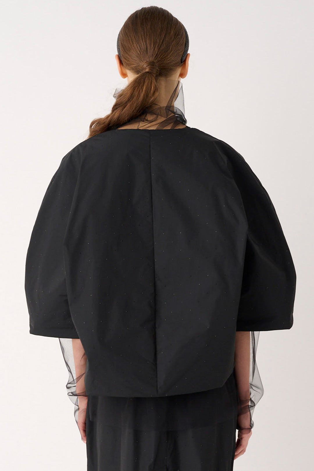 MeiMeij I6P M6FK04 Black 3/4 Sleeve Sparkle Jacket, back view