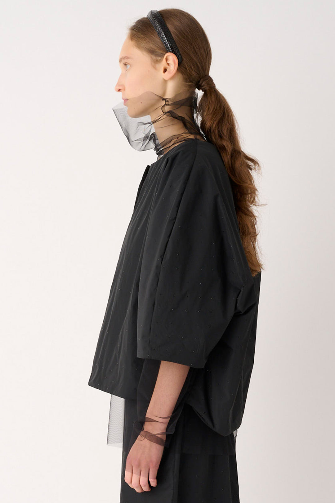 MeiMeij I6P M6FK04 Black 3/4 Sleeve Sparkle Jacket, side view