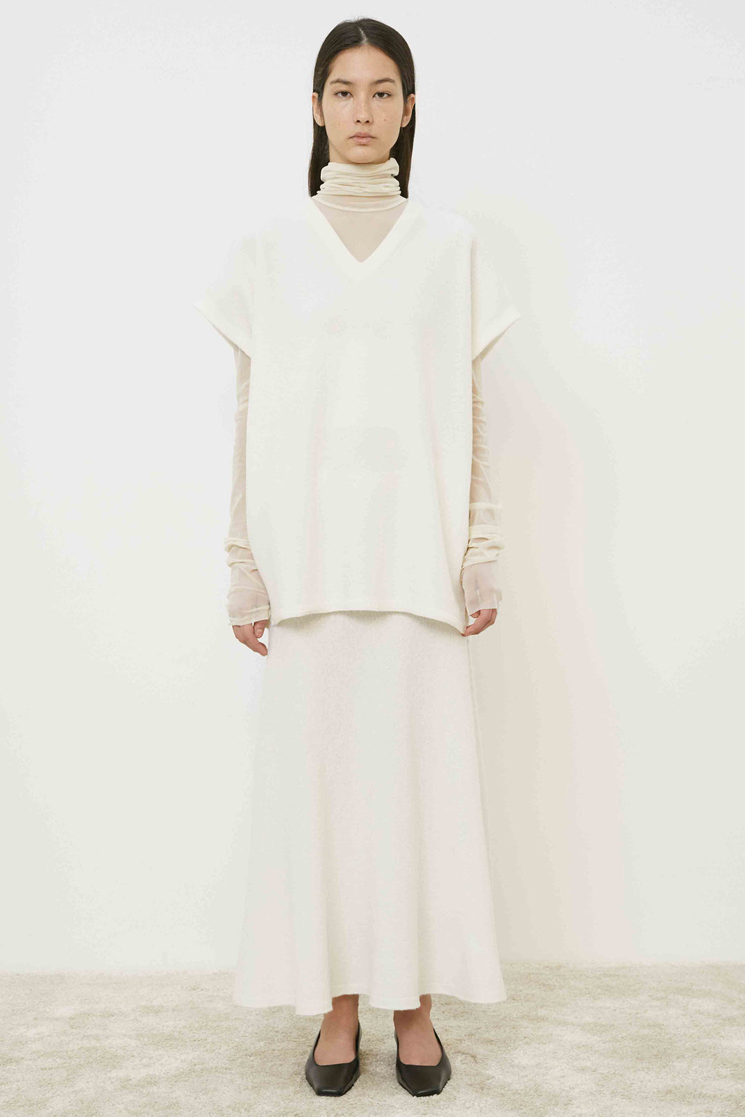 Meimeij M5IZ80 White Maxi Skirt