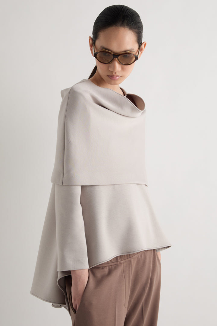 MeiMeij Nebbia Grey Blouse M6ID17, front view