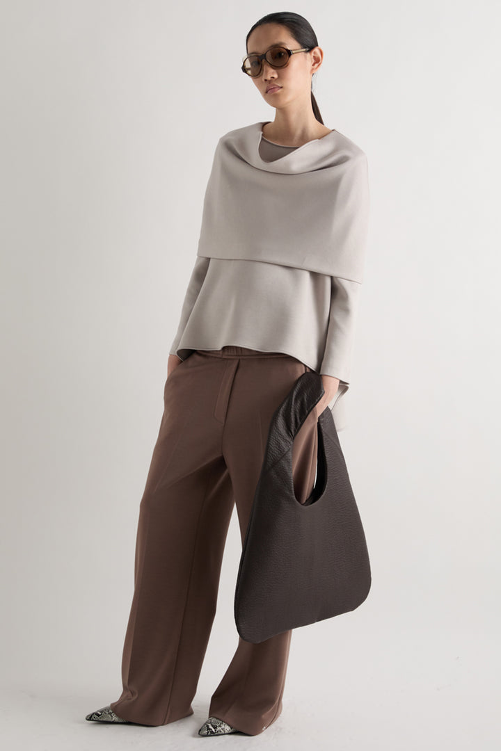 MeiMeij Nebbia Grey Blouse M6ID17, styled full length