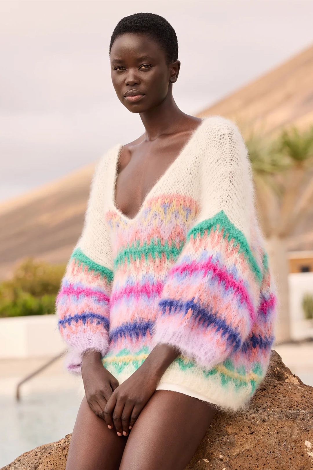 Mes Demoiselles Flori Multicolour V Neck Jumper