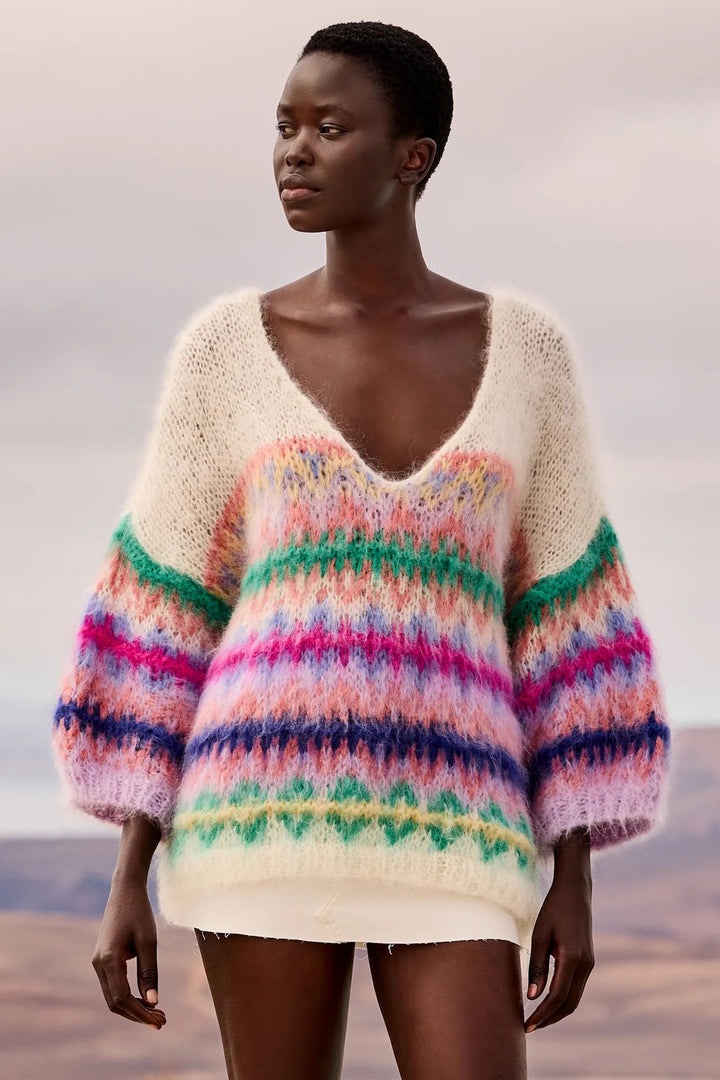 Mes Demoiselles Flori Multicolour V Neck Jumper