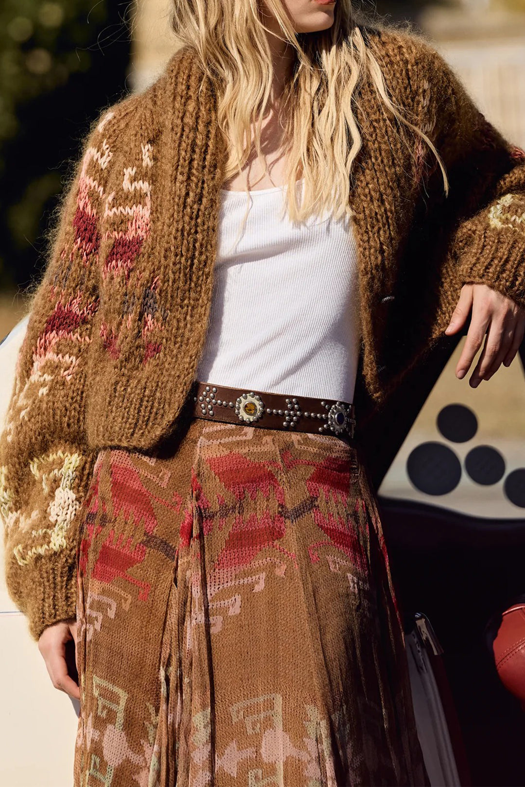 Mes Demoiselles Alia Brown Cardigan, worn front