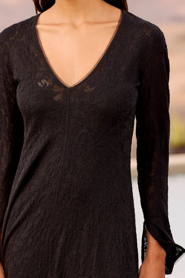 Mes Demoiselles Dalhia Black Jacquard Lace Long Dress
