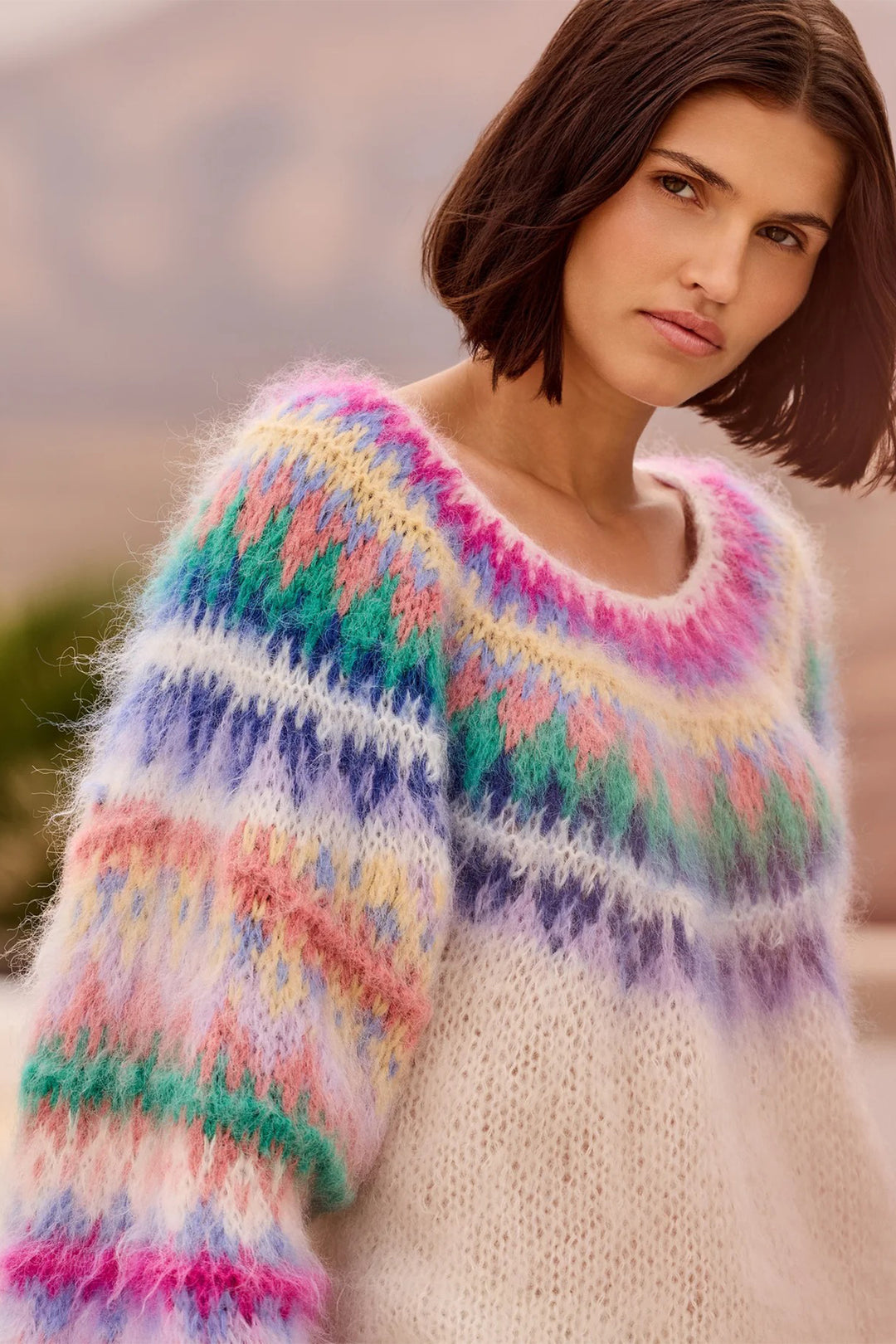 Mes Demoiselles Floki Multicolour Nordic Jacquard Pattern Mohair Jumper