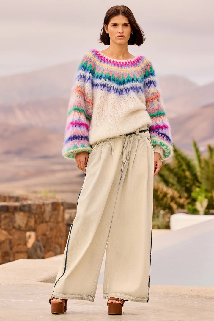 Mes Demoiselles Floki Multicolour Nordic Jacquard Pattern Mohair Jumper