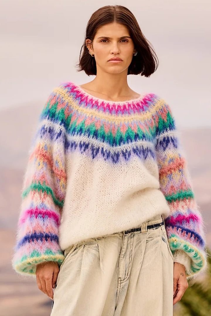 Mes Demoiselles Floki Multicolour Nordic Jacquard Pattern Mohair Jumper
