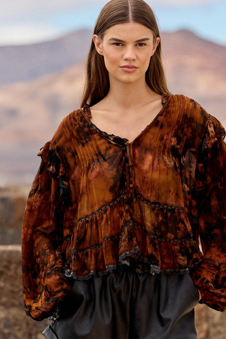 Mes Demoiselles Llaollao Multicolour Tie-Dye Georgette Blouse